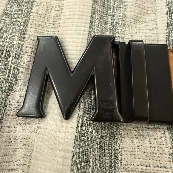 MCM Belt Black Buckle Original Canvas - Picture 2 of 5